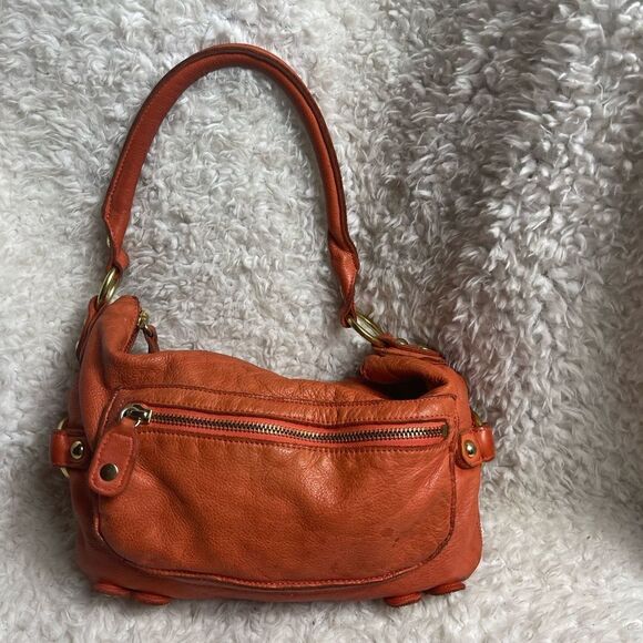 Vintage Fully Leather Orange Linea Pelle Collection shoulder bag brass hardwares - Picture 9 of 16